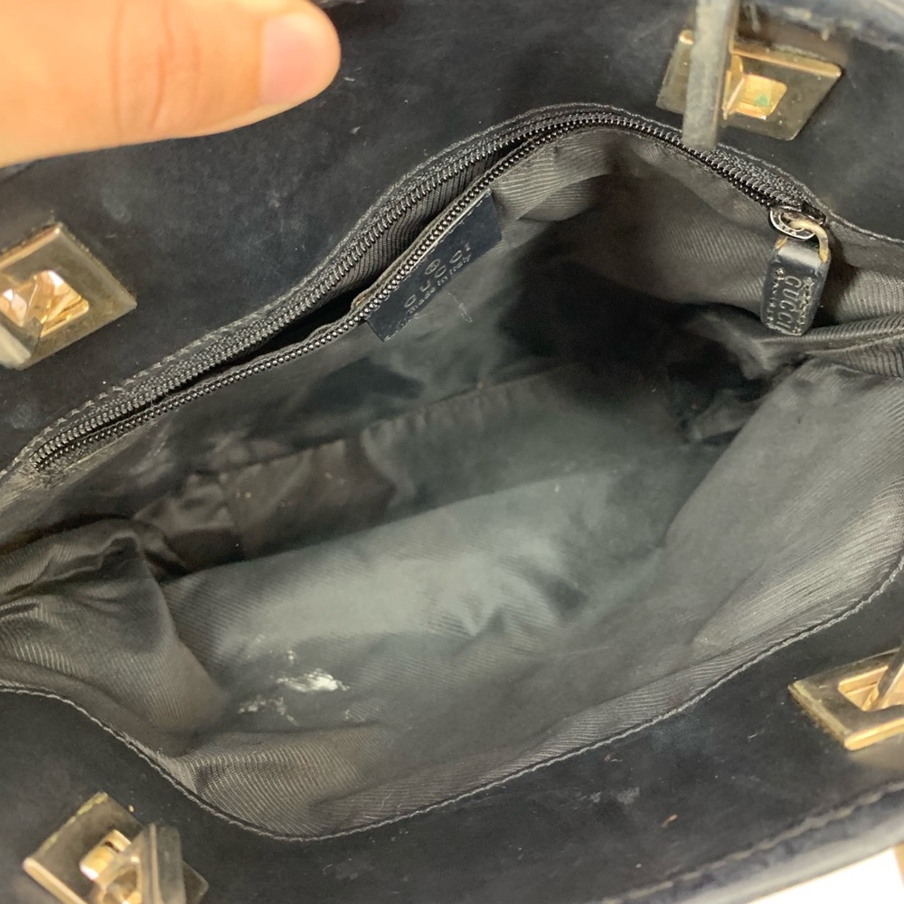 •Gucci• Small Monogram Vintage Tote Bag Black Tan - Picture 7 of 8